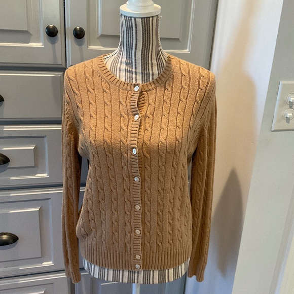 Eddie Bauer Beige Cable Knit Cardigan, Size S - Picture 1 of 4